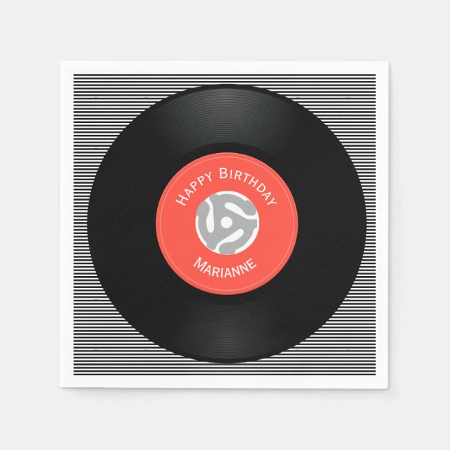 Vinyl Platten Design Paper Napkins Serviette (Vorderseite)