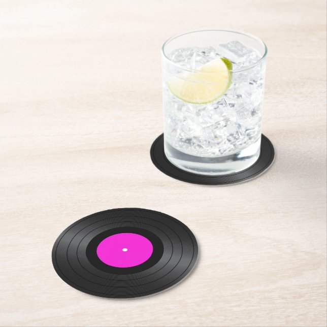 Vinyl Platten Images Round Paper Untersetzer (Vor Ort)