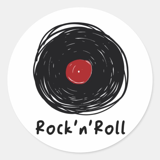 Vinyl Platten Lover Collector Rock'n'Roll Runder Aufkleber (Vorderseite)