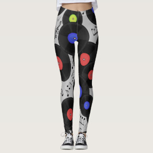 Vinyl-Platten: Muster der Musiknote Leggings