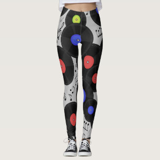 Vinyl-Platten: Muster der Musiknote Leggings