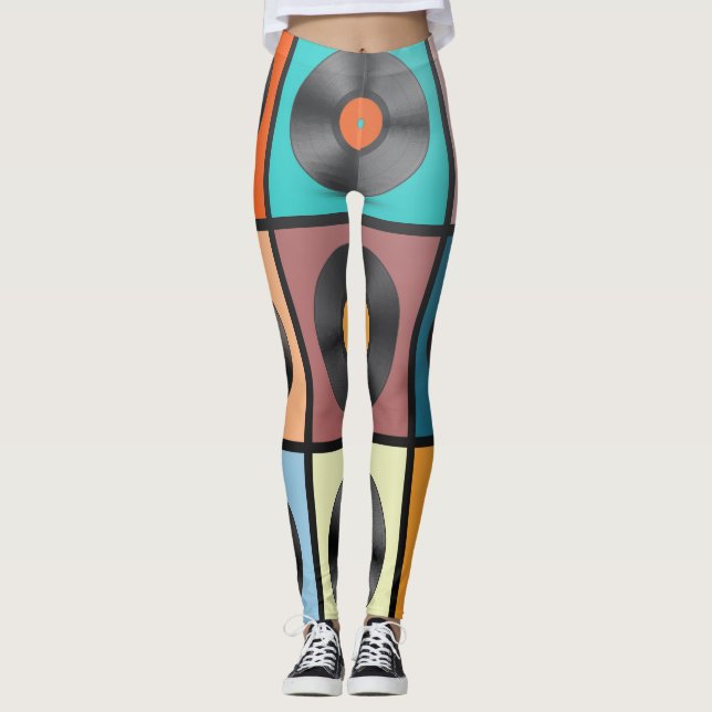 Vinyl-Platten: Retro-LP-Set. Leggings (Vorderseite)