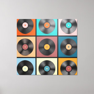 Vinyl-Platten: Retro-LP-Set. Leinwanddruck