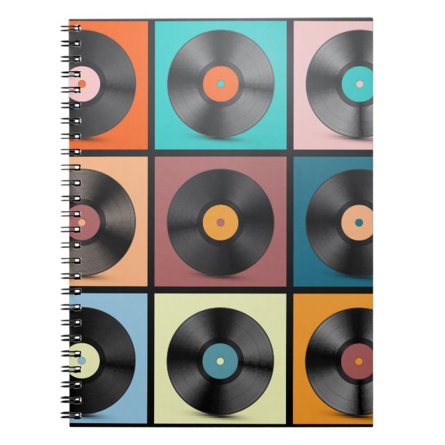 Vinyl-Platten: Retro-LP-Set. Notizblock (Vorderseite)