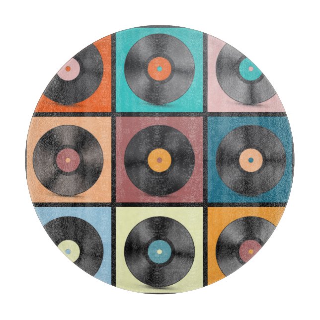 Vinyl-Platten: Retro-LP-Set. Schneidebrett (Vorderseite)