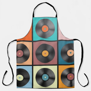 Vinyl-Platten: Retro-LP-Set. Schürze