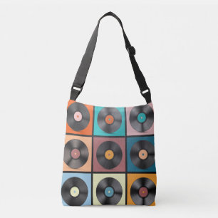 Vinyl-Platten: Retro-LP-Set. Tragetaschen Mit Langen Trägern