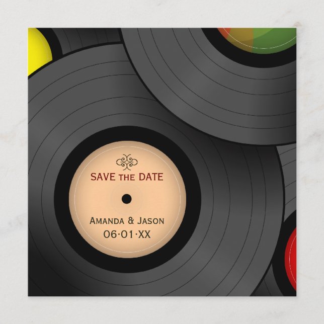 Vinyl Platten Retro Save the Date Einladung (Vorderseite)
