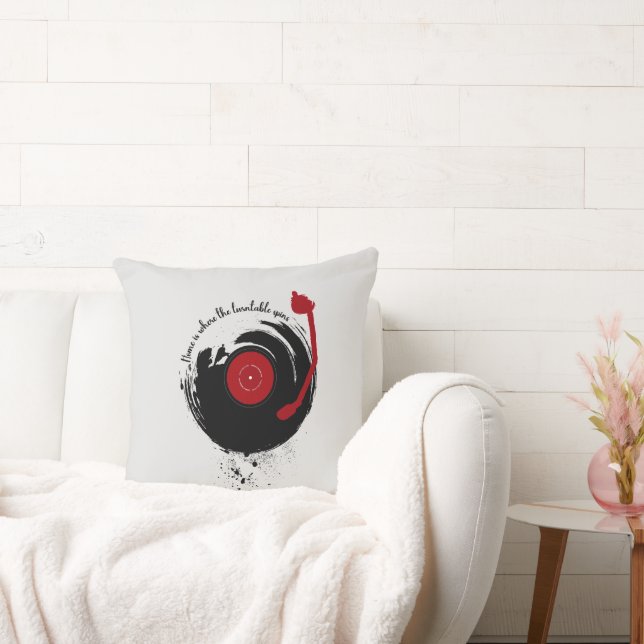 Vinyl Platten Zuhause ist, wo sich die Turntable d Kissen (Liege)
