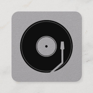 Vinyl Play Cover grau schwarz Quadratische Visitenkarte