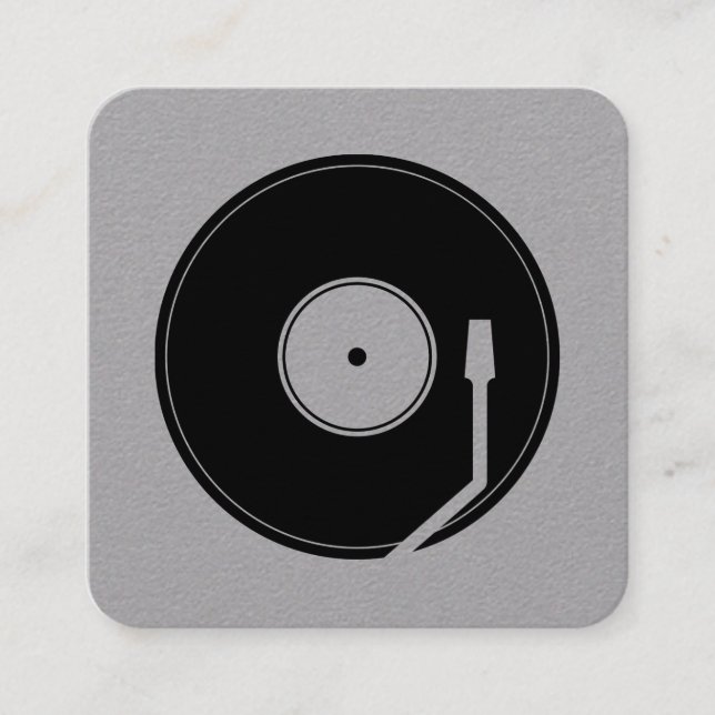 Vinyl Play Cover grau schwarz Quadratische Visitenkarte (Vorderseite)