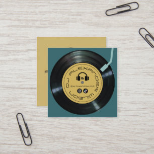 Vinyl-Player DJ Mitternachtsgrün Quadratische Visitenkarte