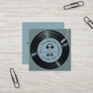 Vinyl-Player DJ Schieferblau Quadratische Visitenkarte