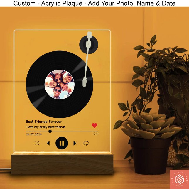 Vinyl Record avec photo | Les meilleurs amis sont  (Custom Vinyl Record Acrylic Plaque with Photo for Best Friends and Family.)