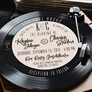 Vinyl Record Black and Ivory Vintag Music Wedding Einladung