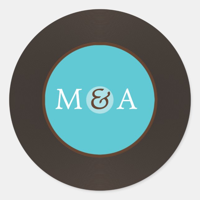 Vinyl Record Custom Wedding Runder Aufkleber (Vorderseite)