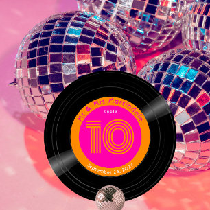 Vinyl Record Disco Hot rose Orange Numéro de table