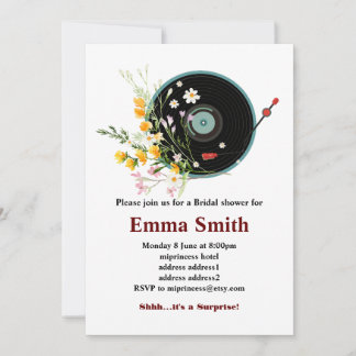 Vinyl Record, floral, Oldies Rustikal, Frauenmusik Einladung