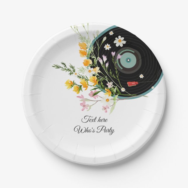 Vinyl Record, floral, Oldies Rustikal, Frauenmusik Pappteller (Vorderseite)