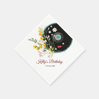 Vinyl Record, floral, Oldies Rustikal, Frauenmusik Serviette