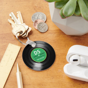 Vinyl Record mit Name Green Music Stilvoll Schlüsselanhänger