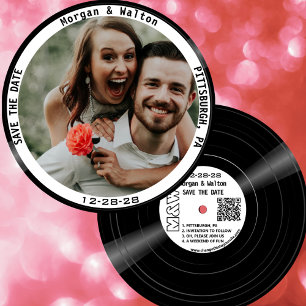 Vinyl Record Monogram Color Foto - White Label Save The Date