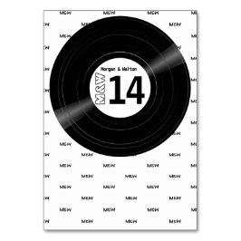 Vinyl Record Monogram Muster White Tischnummer