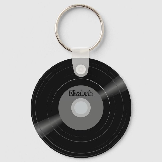Vinyl Record Name Monogram Student Geschenk Schlüsselanhänger (Vorderseite)