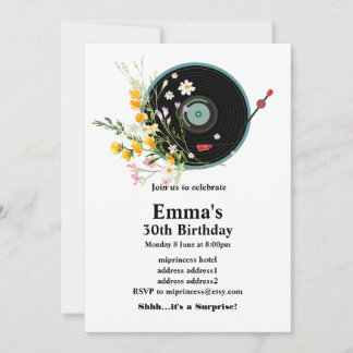 Vinyl Record, Oldies Rustikale Musik, Blume, erwac Einladung