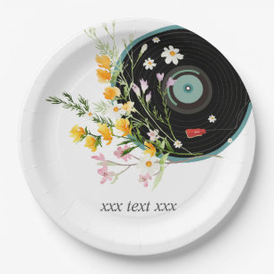 Vinyl Record, Oldies Rustikale Musik, Blume, Pappteller