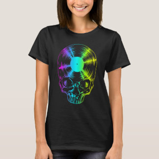 Vinyl Record Pride Rainbow Vintag Gothic Skull L T-Shirt