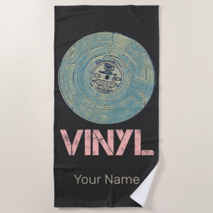 Vinyl Record Retro Disco Vintages Musikdesign Strandtuch
