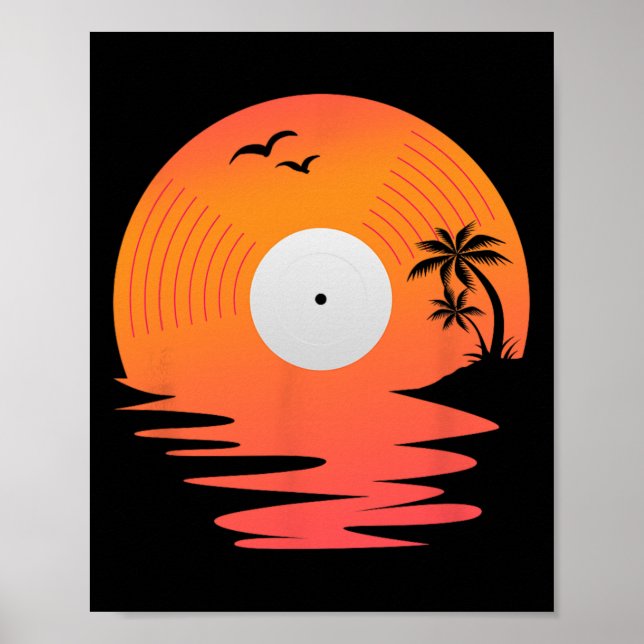Vinyl Record Retro Disk Sea Beach Turntables Desig Poster (Vorne)