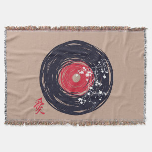 Vinyl Record Retro Grunge mit Sakura Blüten Decke