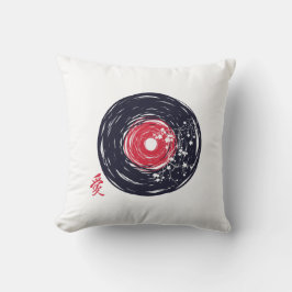 Vinyl Record Retro Grunge mit Sakura Blüten Kissen