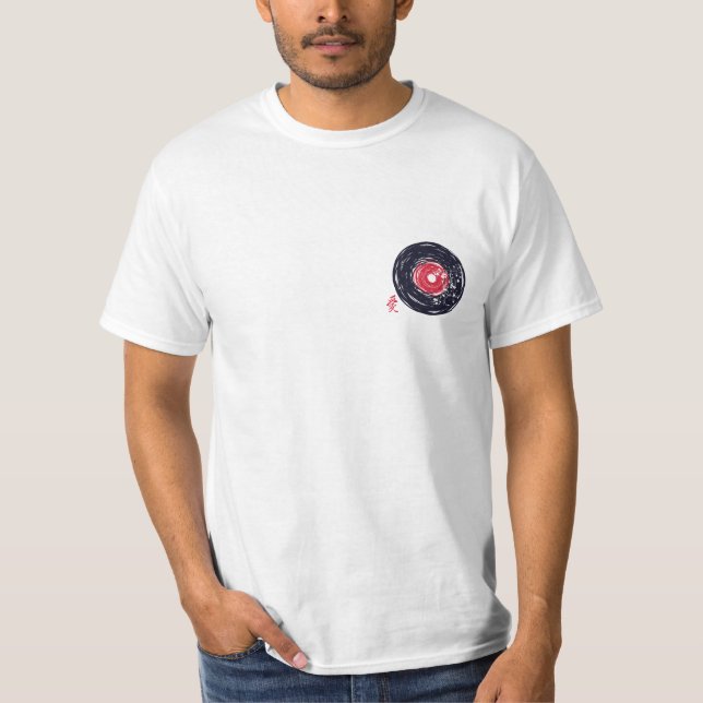 Vinyl Record Retro Grunge mit Sakura Blüten T-Shirt (Vorderseite)