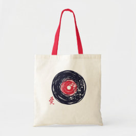 Vinyl Record Retro Grunge mit Sakura Blüten Tragetasche