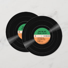 Vinyl Record Stripes Save the Date