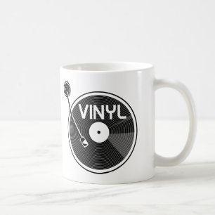 Vinyl Record Turntable Schwarz und Weiß Kaffeetasse