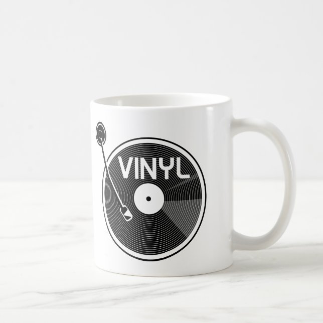Vinyl Record Turntable Schwarz und Weiß Kaffeetasse (Rechts)