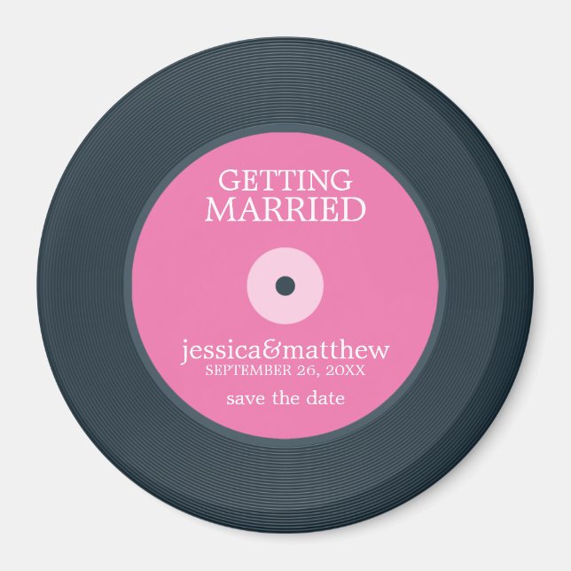 Vinyl Record Wedding Save the Date Magnet (Vorne)