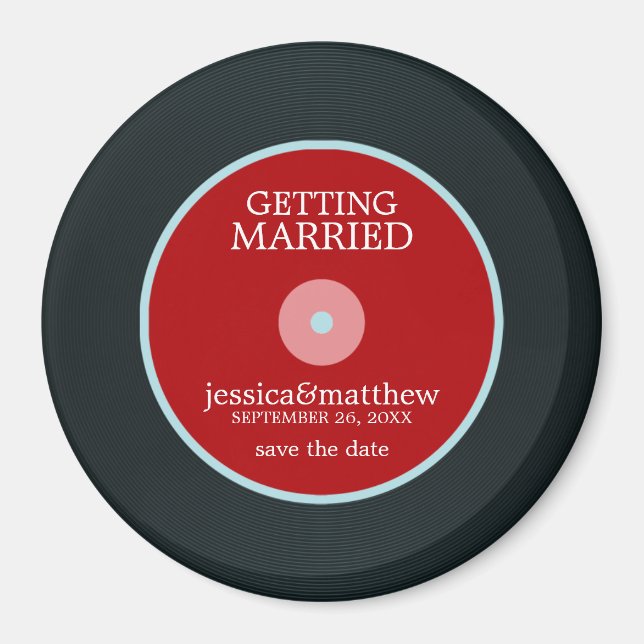 Vinyl Record Wedding Save the Date Magnet (Vorne)