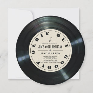 Vinyl-Schallplatte Beige 60. Geburtstag Einladung
