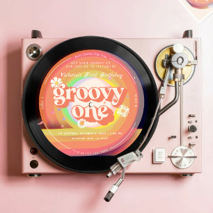 Vinyl-Schallplatte Groovy One Erster Geburtstag Einladung