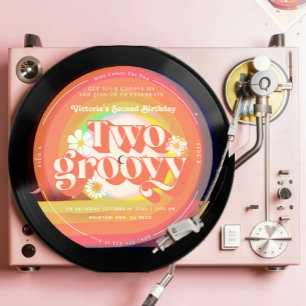 Vinyl-Schallplatte Groovy zweite Geburtstagseinlad Einladung