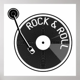 Vinyl-Schallplatte in Schwarz und Weiß Poster