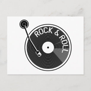 Vinyl-Schallplatte in Schwarz und Weiß Postkarte