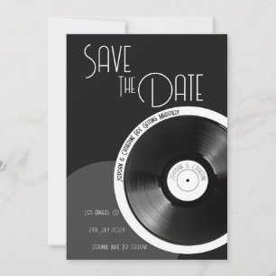Vinyl Schallplatte Retro 70er Schwarz und Weiß Min Save The Date