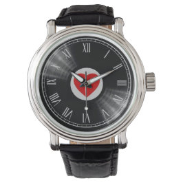 Vinyl-Schallplatte und Musikelemente-Uhr Armbanduhr