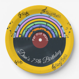 Vinyl-Schallplatten-Album Musiknoten Regenbogen  Pappteller